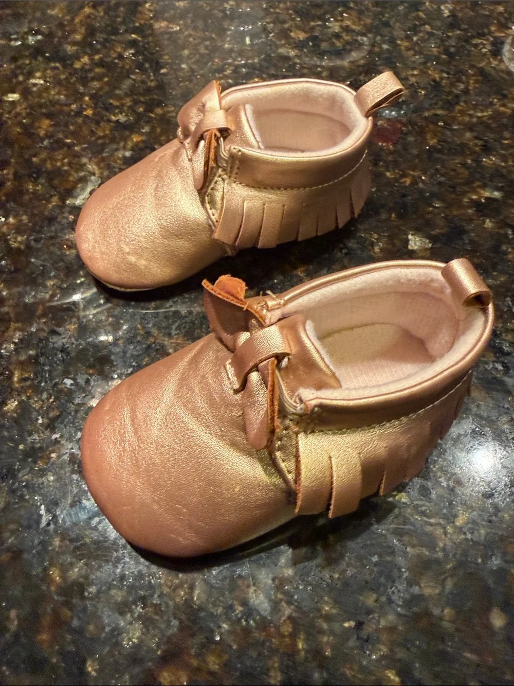 Baby Bow Toddler Shoes in Rose Gold - Soft Slip-On Kids Shoes Metallic BRAND NEW